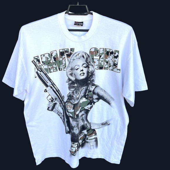 Pro-tag Other - Marilyn Monroe Shirt Adult 2X XXL Army Girl Camo White Pro-Tag Short Sleeve Icon
